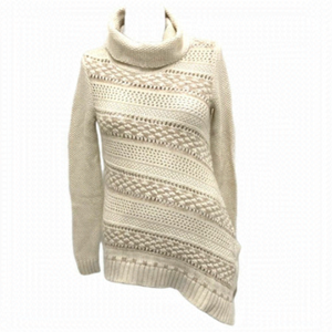 Vintage Y2K Guess Cream‎ Knit Asymmetrical Turtleneck Vintage Sweater XS